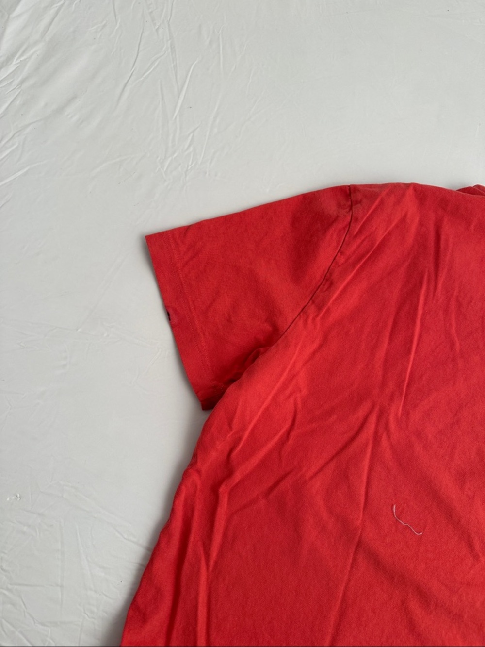 Lacoste red orange crackled big alligator spell out logo short sleeve t-shirt - Picture 8 of 11